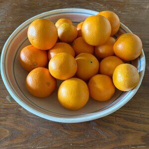 Vintage McCoy Stoneware Large Pasta Bowl Pink & Blue Stripe 12” Serving Dish